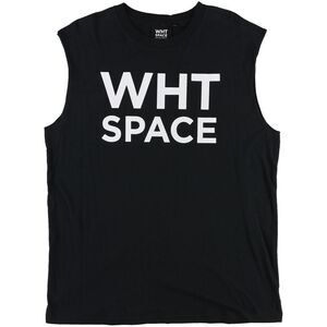 WHT SPACE Mens Cotton Logo Muscle Tank Top, Black, NWT